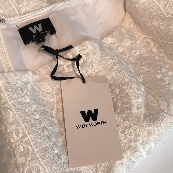 W by Worth White Embroidered Pencil Skirt Size 4 w/ Back Zip and Vent NWT - Picture 8 of 10
